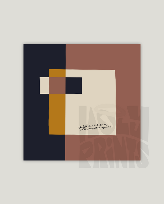 Light in the Darkness—John 1:5, Timeless Abstract Art Print [Blue/Rose]