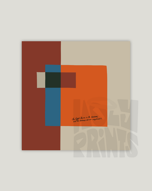 Light in the Darkness—John 1:5, Timeless Abstract Art Print [Orange/Brown]