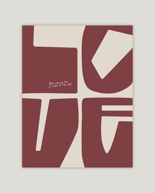 love red-brown psalm 63:3  Bold modern typographic Bible verse example print inches christian art hoolyprints