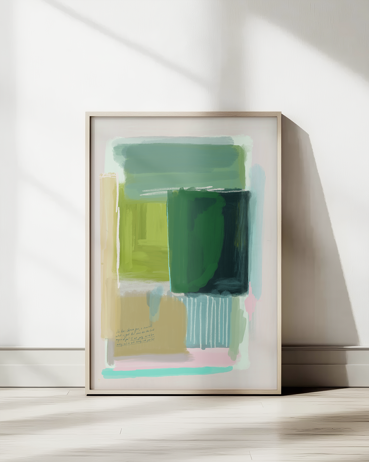 Micah 6:8—Walk Humbly, Abstract Bible Verse Print [Green]
