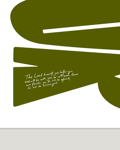 deut 31:8 green Bold modern typographic Bible verse handwritten detail hoolyprints