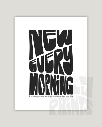 new every morning black Bold modern typographic Bible verse example print inches hoolyprints