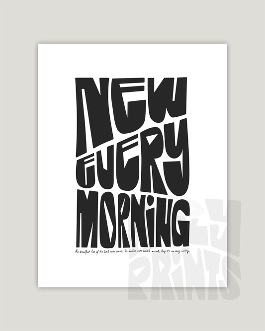 new every morning black Bold modern typographic Bible verse example print inches hoolyprints