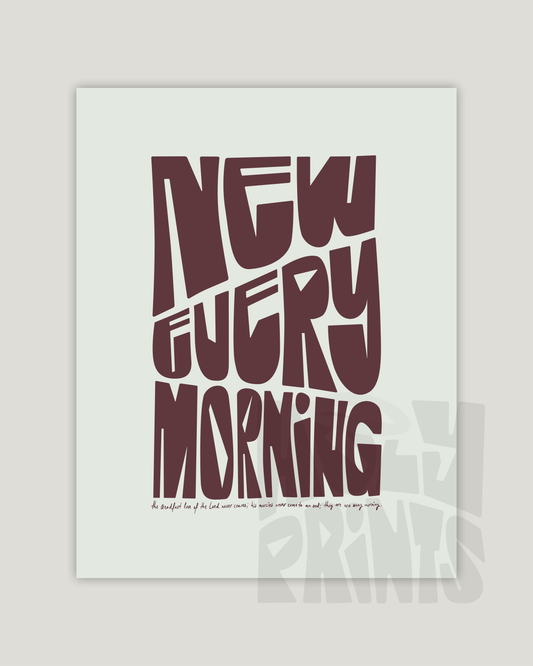 new every morning brown Bold modern typographic Bible verse example print inches hoolyprints