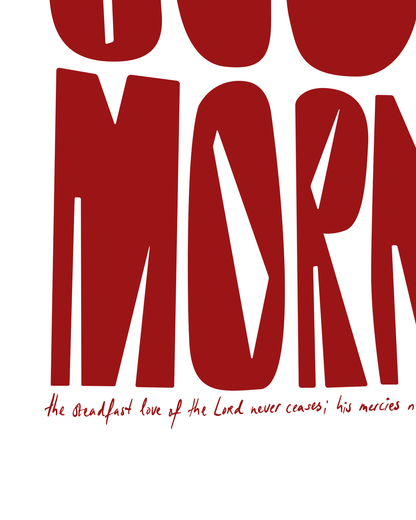 new every morning red Bold modern typographic Bible verse handwritten detail hoolyprints