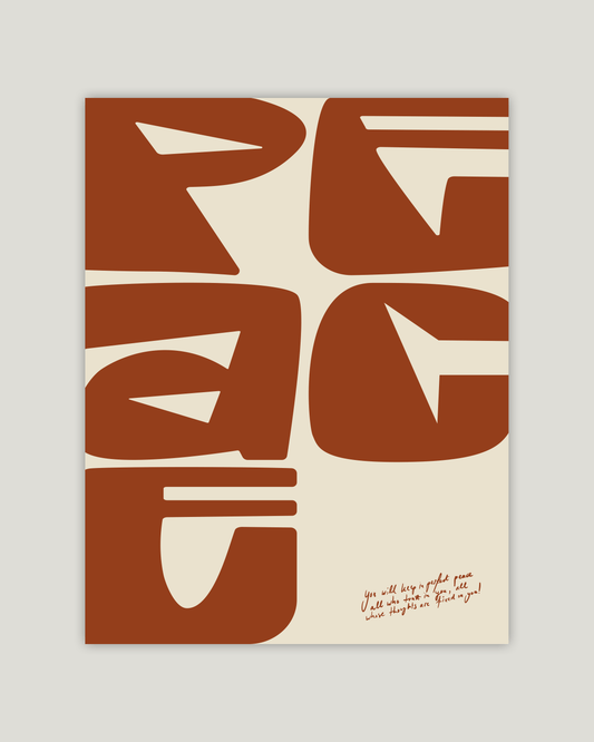 perfect peace Isaiah 26:3 Bold modern typographic Bible verse example print inches hoolyprints