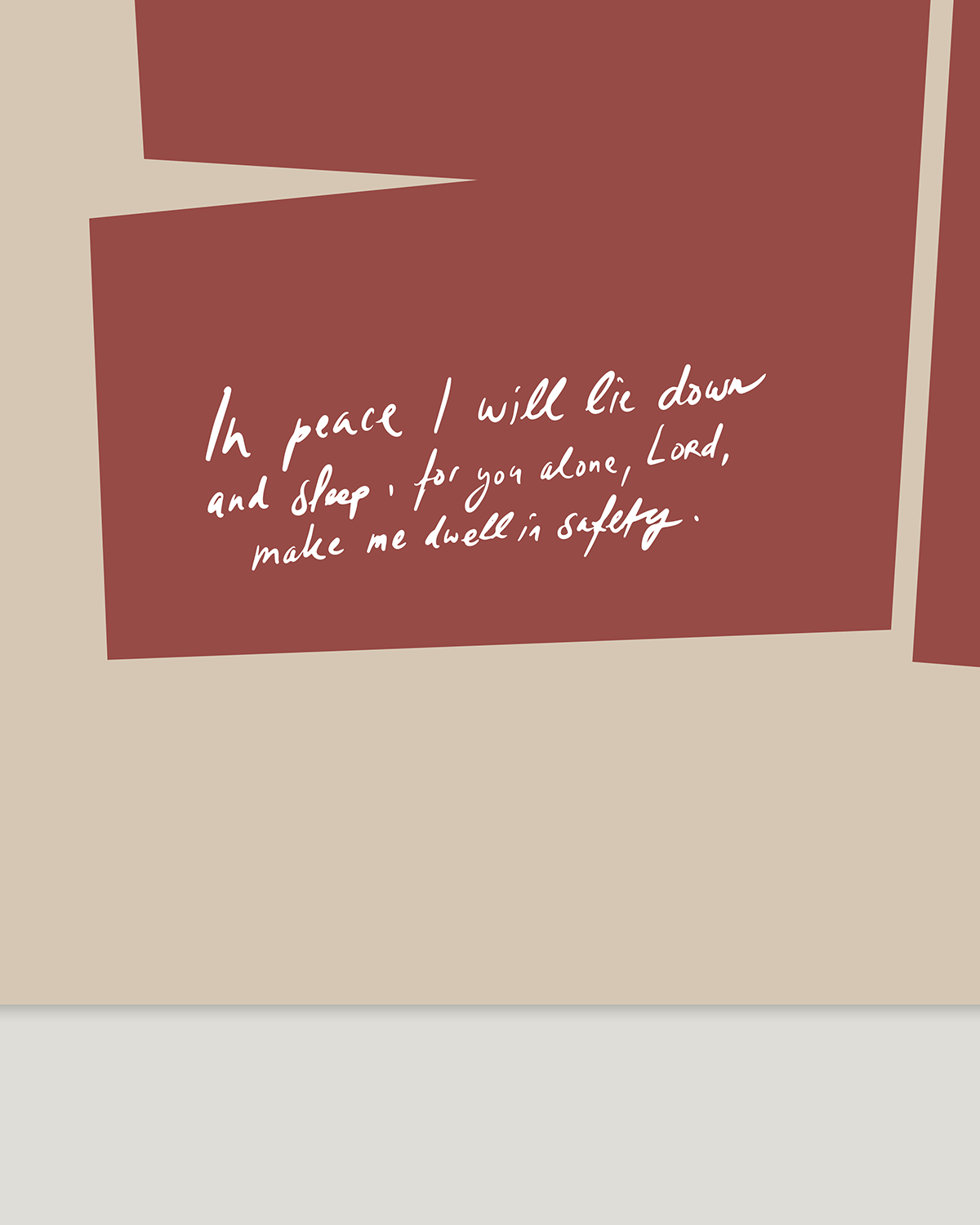 in peace i will lie down and sleep brown Modern minimal abstract Bible verse handwritten detail
