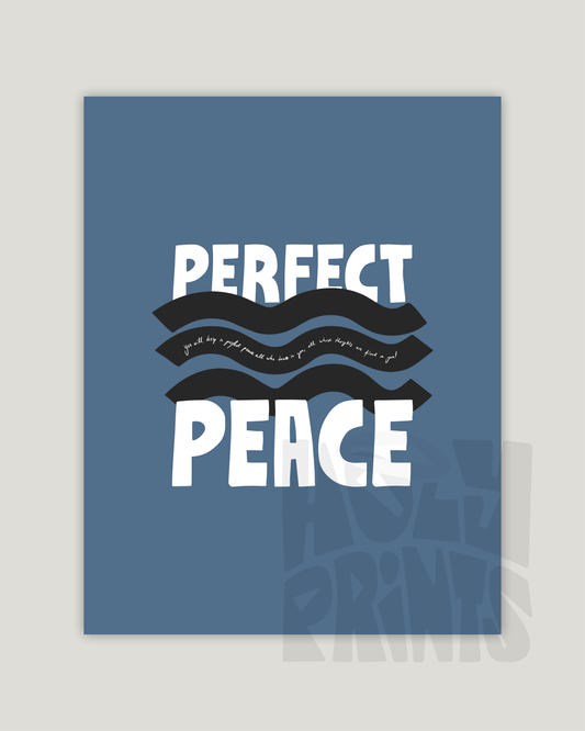 perfect peace gray-blue black white Bold modern typographic Bible verse example print inches hoolyprints