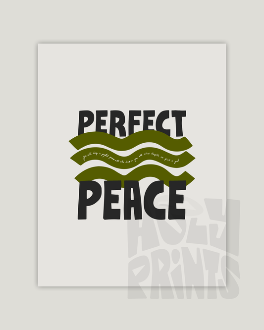 perfect peace green black Bold modern typographic Bible verse example print inches hoolyprints