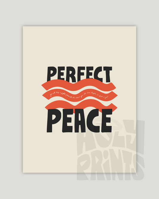 perfect peace orange black Bold modern typographic Bible verse example print inches hoolyprints