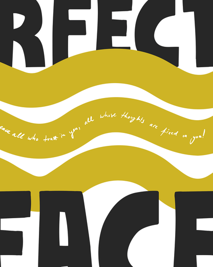 perfect peace yellow black Bold modern typographic Bible verse handwritten detail hoolyprints