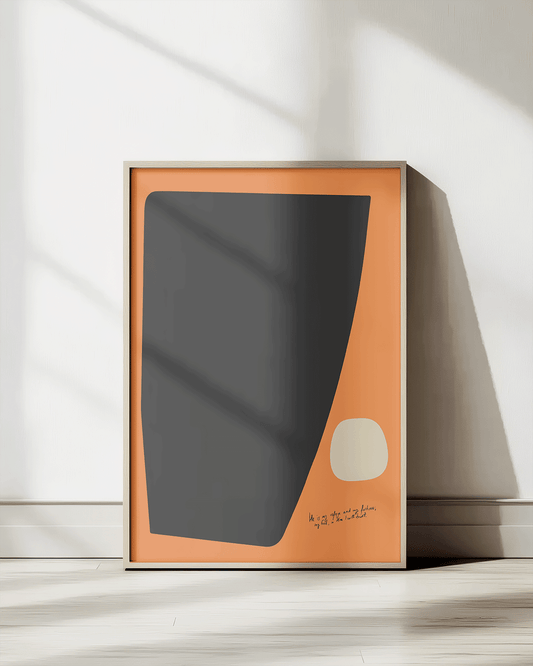 God is fortress and refuge orange black Modern minimal abstract Bible verse print framed mockup