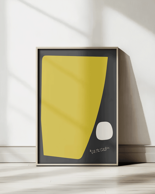 my refuge and fortress yellow black Modern minimal abstract Bible verse print framed mockup