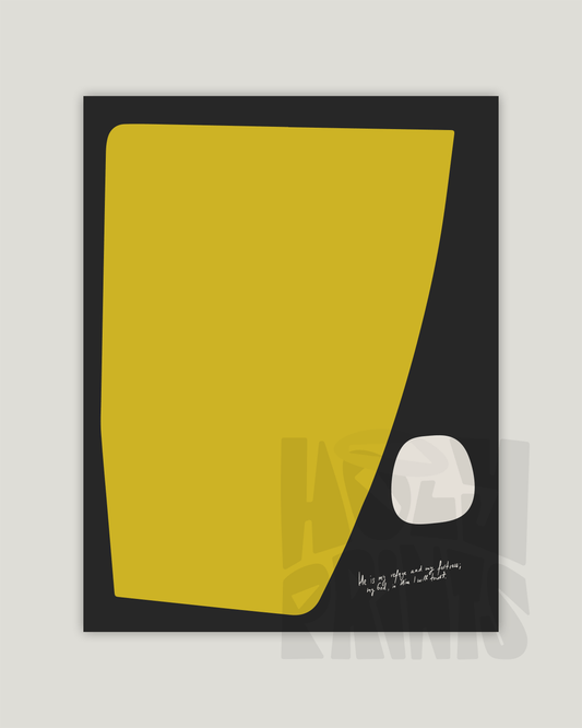 my refuge and fortress yellow black Modern minimal abstract Bible verse example print inches
