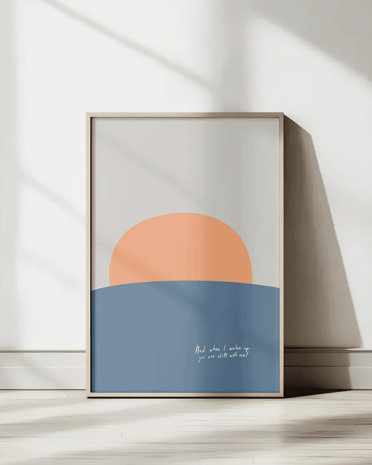 when i awake you are still there art print in blue with bible verse