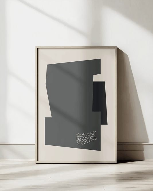 wait on the Lord strength renewed gray tones Modern minimal abstract Bible verse print framed mockup