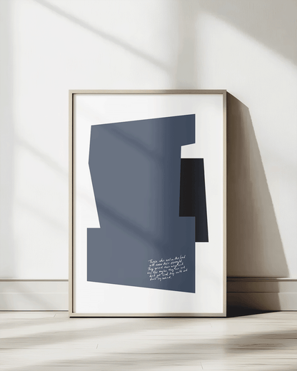 wait on the lord strength renewed blue black Modern minimal abstract Bible verse print framed mockup