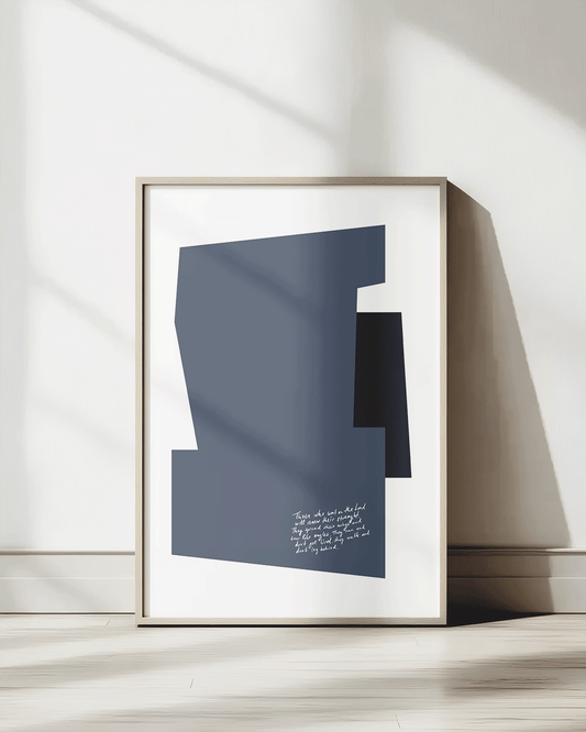 wait on the lord strength renewed blue black Modern minimal abstract Bible verse print framed mockup