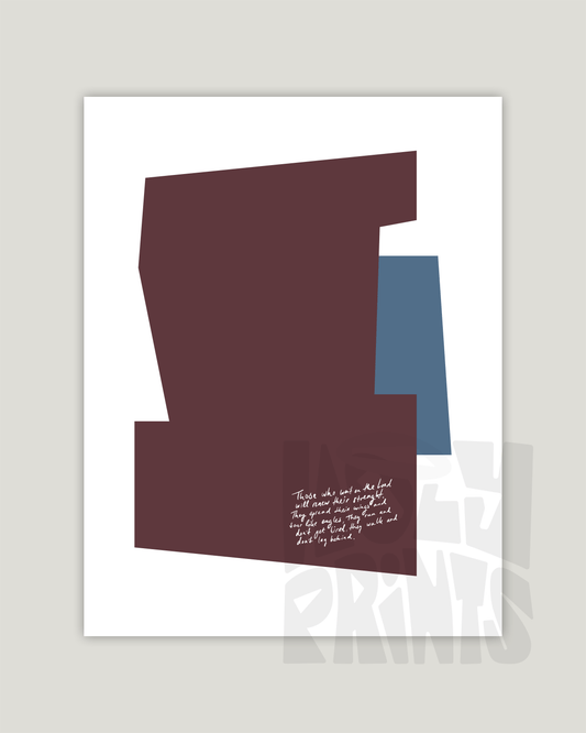strength renewed wait on the lord Modern minimal abstract Bible verse example print inches