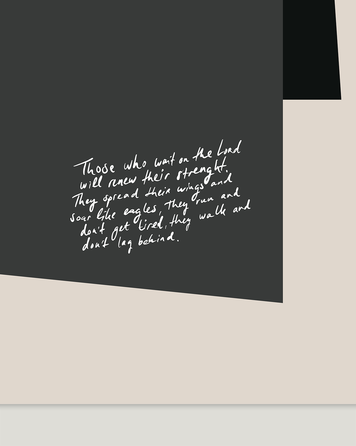 wait on the Lord strength renewed gray tones Modern minimal abstract Bible verse handwritten detail