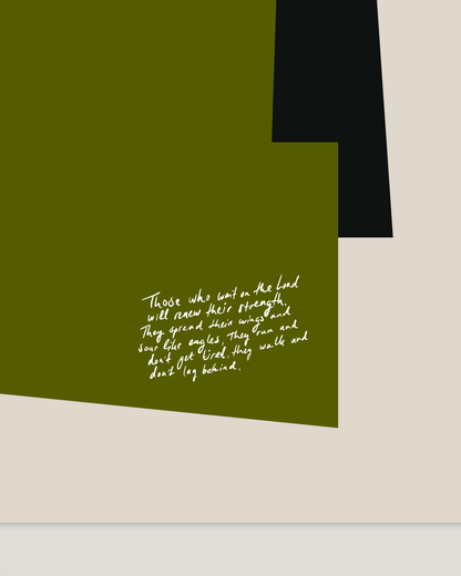 Renew their strength—Is 40:28-31, Abstract Biblical Wall Art [Green]