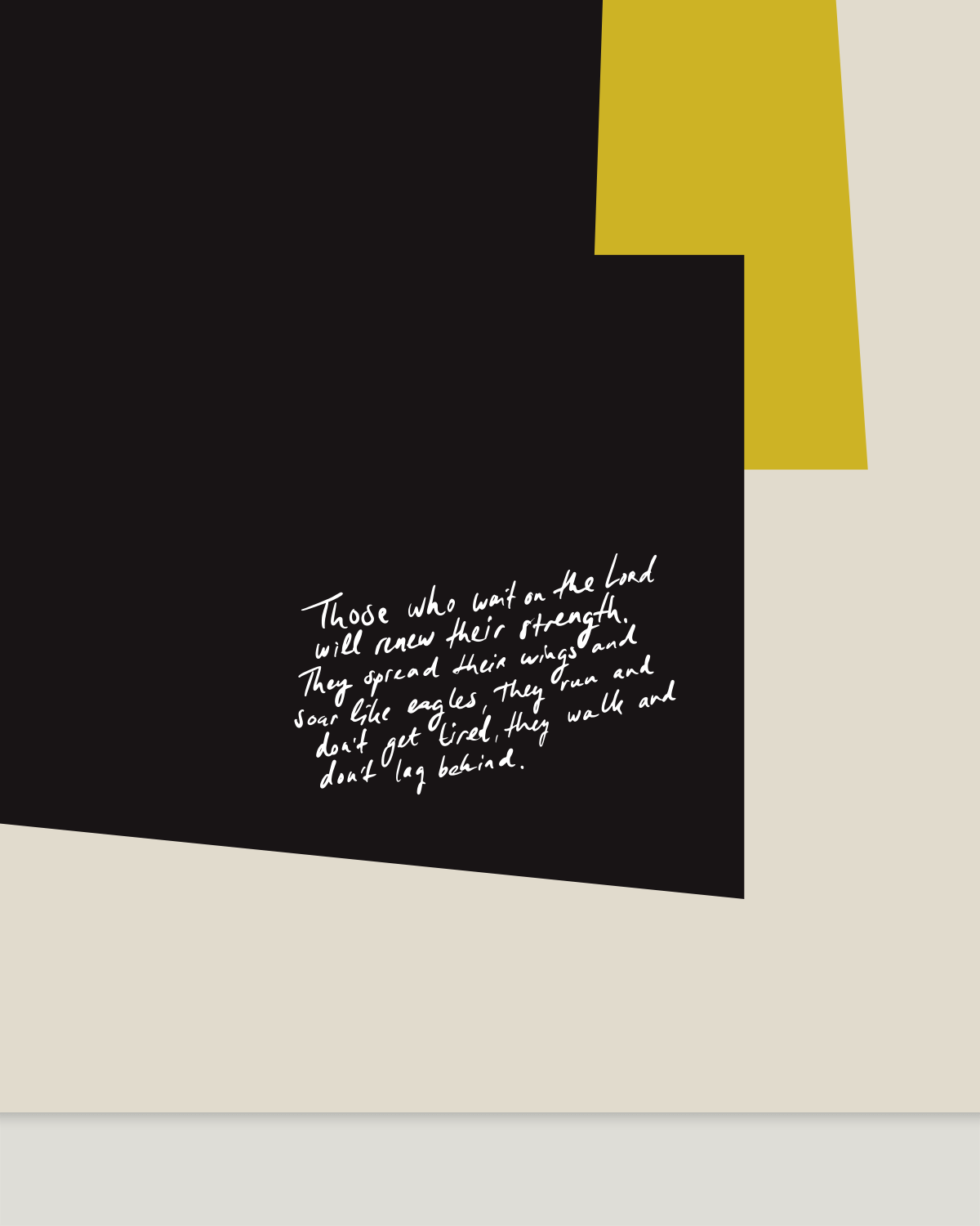 Renew their strength—Is 40:28-31, Abstract Biblical Wall Art [Black/yellow]