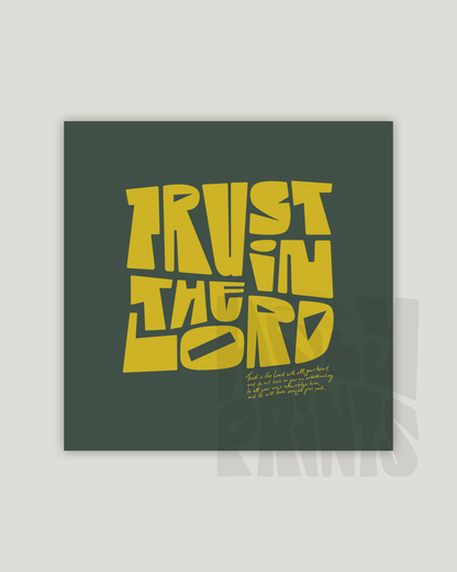 trust in the lord yellow green square Bold modern typographic Bible verse example print inches hoolyprints