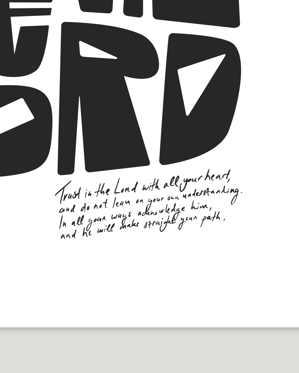 trust in the lord black square Bold modern typographic Bible verse handwritten detail hoolyprints