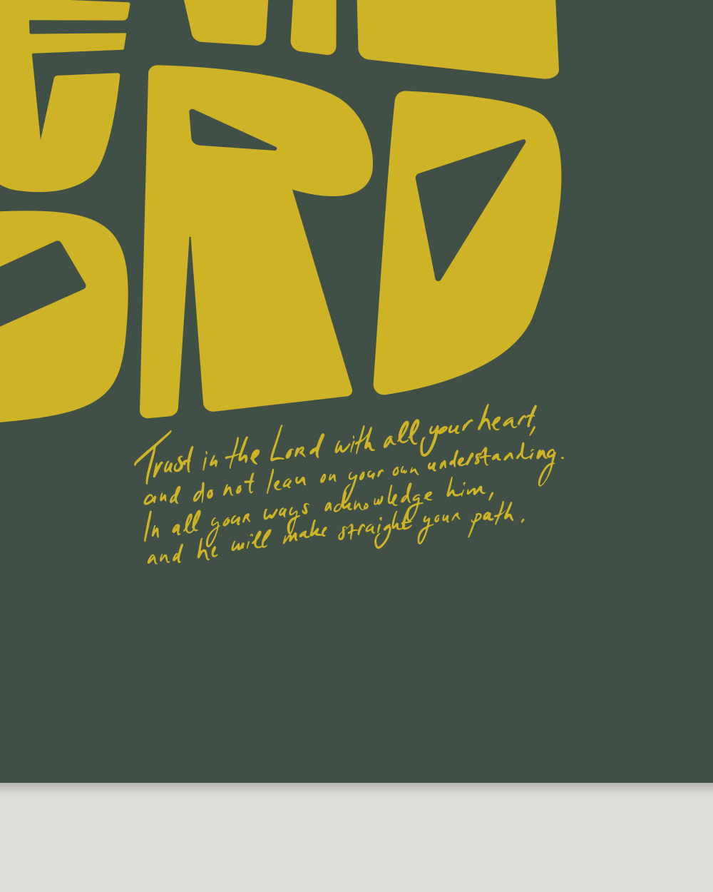 trust in the lord green yellow square Bold modern typographic Bible verse handwritten detail hoolyprints