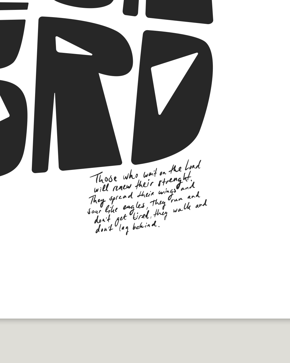 wait on the lord black squared Bold modern typographic Bible verse handwritten detail hoolyprints