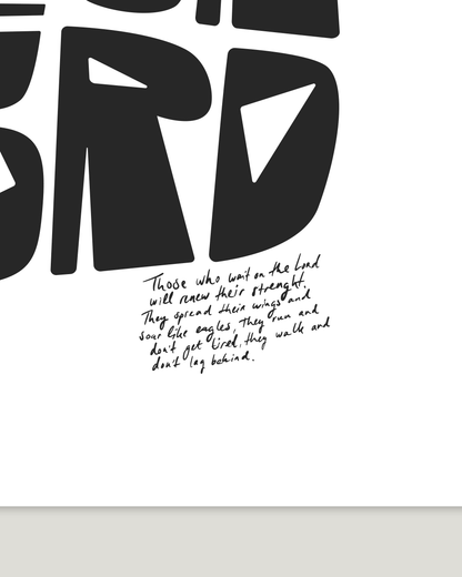 wait on the lord black squared Bold modern typographic Bible verse handwritten detail hoolyprints