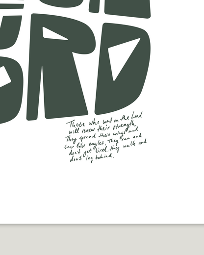 Wait on the Lord—Is 40:28-31, Christian Typographic Print [D Green]