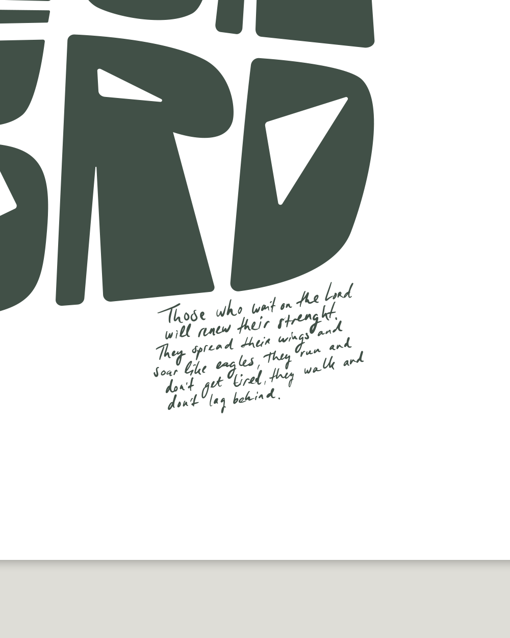 wait on the lord dark green squared Bold modern typographic Bible verse handwritten detail hoolyprints