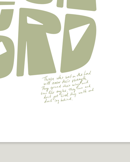Wait on the Lord—Is 40:28-31, Christian Typographic Print [Light green]