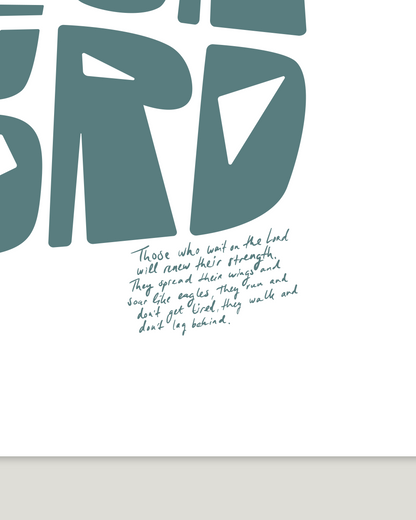 Wait on the Lord—Is 40:28-31, Christian Typographic Print [Turquoise]