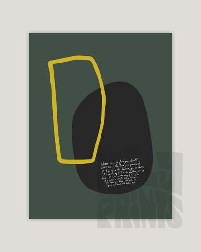 where can i go bible verse art print green inch