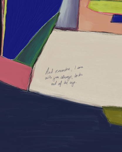 I am with you always—Matt 28:20, Abstract Wall Art [Purple/Blue]